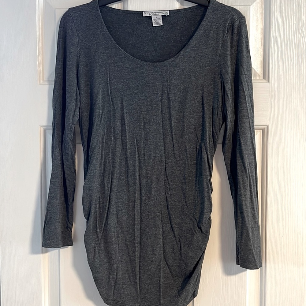 Grey long sleeve maternity shirt